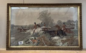 A vintage gilt framed print of a fox hunting scene, 67cm x 42cm COLLECT ONLY