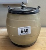 A Mappin & Webb silver plated mounted glass biscuit barrel
