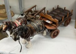 2 Ceramic shire horses with carts