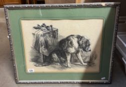 A charcoal picture of a dog signed M.Halkon June 18-04