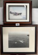 A framed 3D paper picture of a Spitfire & A black & white photo print of Vulcan XA907