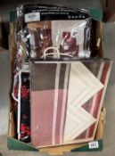 A New tablecloth & napkins from Finland, curtains, bed spread & blanket etc