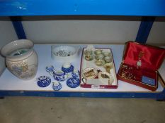 A mixed lot including miniature ceramics, jewellery box etc.,