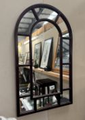 A darkwood stained window style wall mirror 45 x 75cm COLLECT ONLY