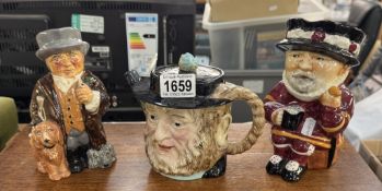 A Beswick character teapot & 2 Toby jugs