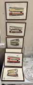 Six framed & glazed prints of trams COLLECT ONLY