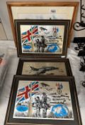 A quantity of military framed images