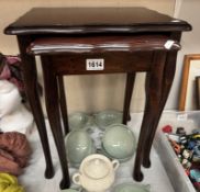 A set of 2 dark wood tables COLLECT ONLY