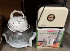 A Coopers halogen oven, Russell Hobbs toaster & a juice extractor COLLECT ONLY