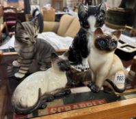 4 ceramic cats including Beswick