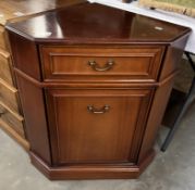 A dark wood stained corner unit COLLECT ONLY