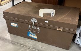 A metal travel trunk (Boac labels) - 74cm x 44cm x 29cm COLLECT ONLY