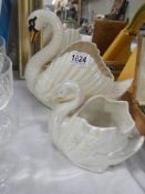 Two nice swan planters.