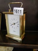 A late 20th century brass carriage clock.