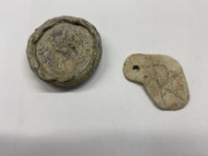 A very rare Edward VI (1537-1550) large head disc bearing the engraved head of Edward VI. Together