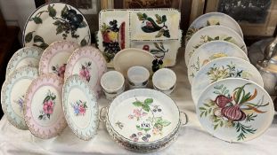 A selection of floral/fruit decorated plates etc.