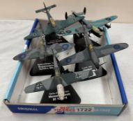 5 World War II die cast aircraft, all A/F but parts in tray (4 Battle of Britain & 1 Dambuster)