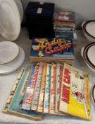 A mixed lot including The Perishers annuals, Andy Capp, DVDs, Tapes etc