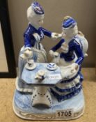 A blue & white ceramic classical figurine group