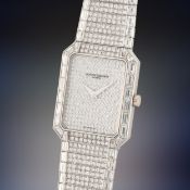 A FINE & VERY RARE GENTLEMAN'S SIZE PLATINUM & DIAMOND VACHERON CONSTANTIN SOVEREIGN BRACELET