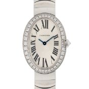 A LADY'S FINE 18K WHITE GOLD & DIAMOND CARTIER BAIGNOIRE BRACELET WATCH CIRCA 2014, REF. 3065
