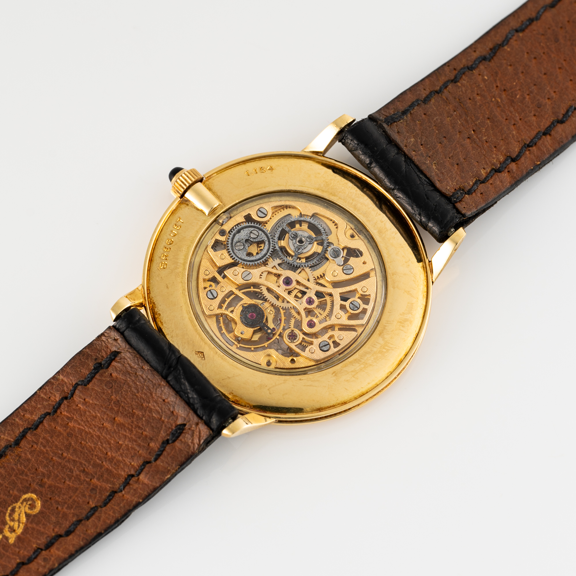 A VERY RARE GENTLEMAN'S SIZE 18K SOLID GOLD BREGUET CLASSIQUE EXTRA PLAT SKELETONISED WRIST WATCH - Image 3 of 9