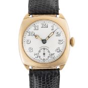 A GENTLEMAN'S SIZE 9CT SOLID GOLD LONGINES WRIST WATCH CIRCA 1930s, WITH WHITE ENAMEL DIAL Movement:
