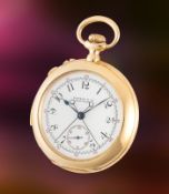 A FINE & RARE GENTLEMAN'S SIZE 18K SOLID GOLD OPEN FACE PATEK PHILIPPE FIVE MINUTE REPEATER SPLIT