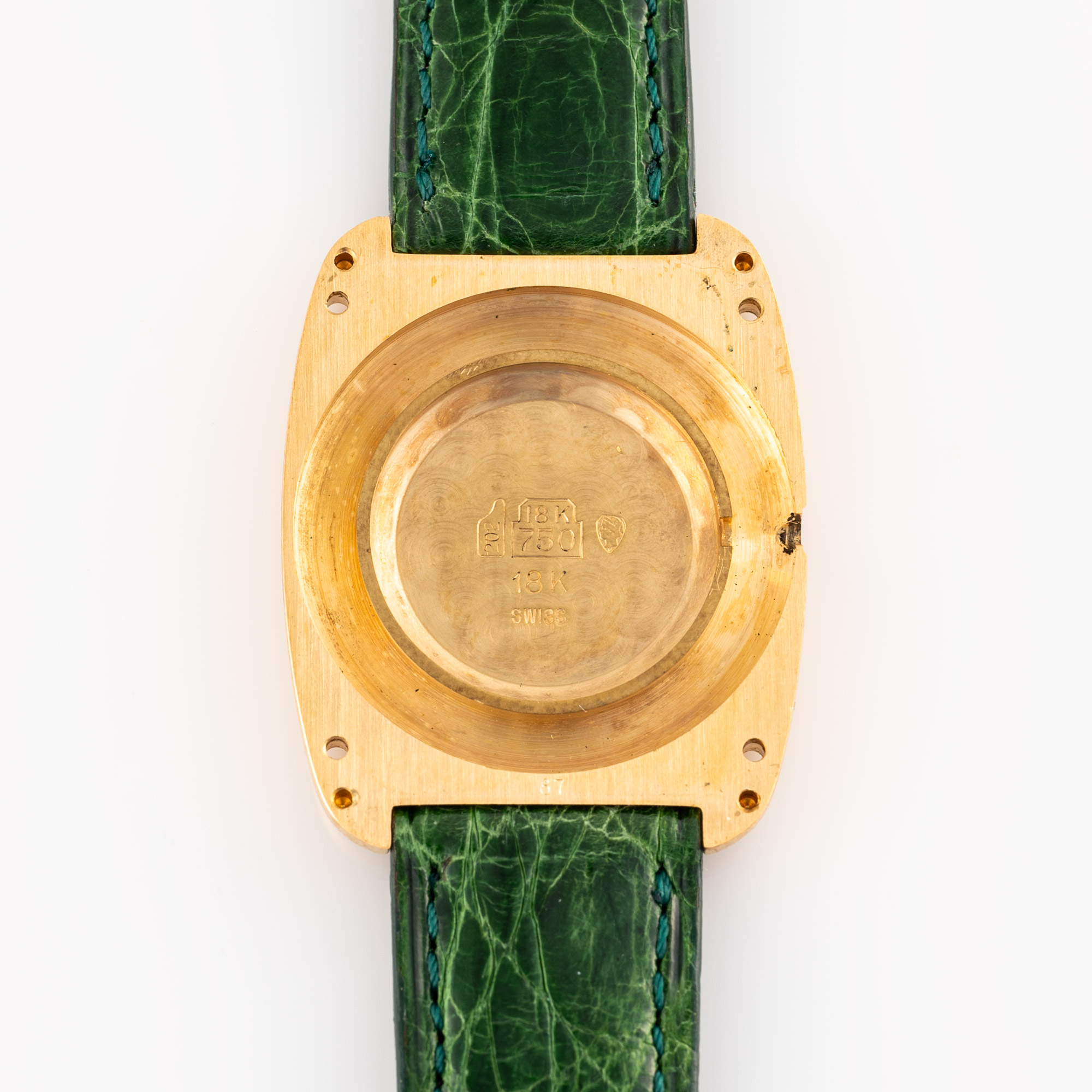 A VERY RARE GENTLEMAN'S SIZE 18K SOLID GOLD CARTIER PARIS FABERGE INCURVEE WRIST WATCH CIRCA - Image 10 of 11