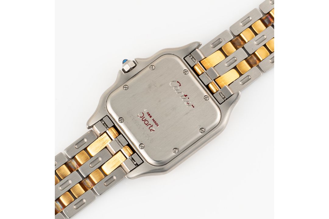 A GENTLEMAN'S SIZE STEEL & GOLD CARTIER PANTHERE TWO ROW BRACELET WATCH CIRCA 1980s, REF. 83949 - Image 7 of 8