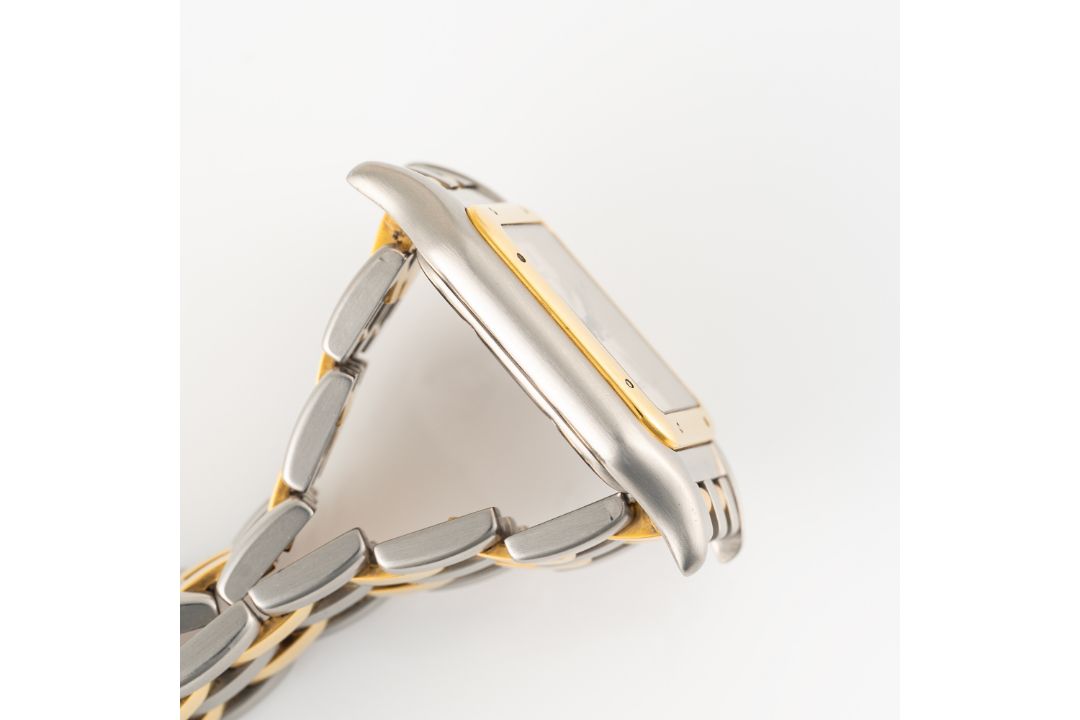 A GENTLEMAN'S SIZE STEEL & GOLD CARTIER PANTHERE TWO ROW BRACELET WATCH CIRCA 1980s, REF. 83949 - Image 5 of 8