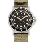 A GENTLEMAN'S STAINLESS STEEL BRITISH MILITARY PRECISTA ROYAL NAVY DIVERS WRIST WATCH DATED 1989