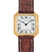 A GENTLEMAN'S SIZE 18K SOLID GOLD CARTIER PARIS CEINTURE WRIST WATCH CIRCA 1979, REF. 78099