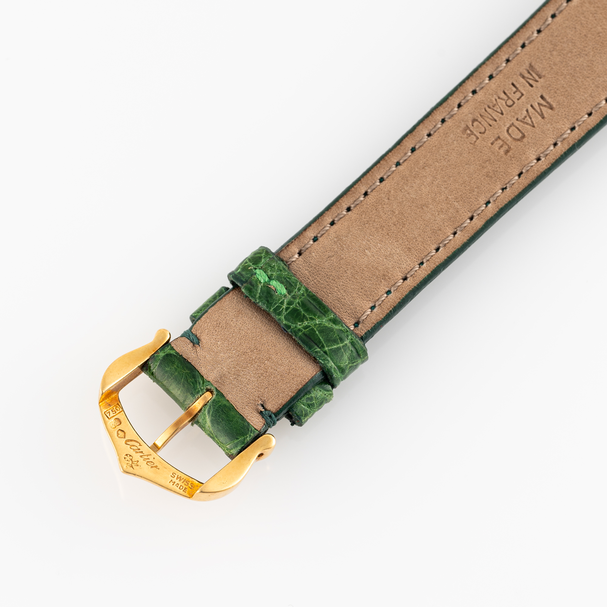 A VERY RARE GENTLEMAN'S SIZE 18K SOLID GOLD CARTIER PARIS FABERGE INCURVEE WRIST WATCH CIRCA - Image 8 of 11