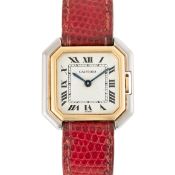 A LADY'S TWO COLOUR 18K SOLID WHITE & YELLOW GOLD CARTIER PARIS CEINTURE WRIST WATCH CIRCA 1970s,