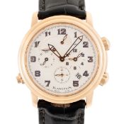 A GENTLEMAN'S SIZE 18K ROSE GOLD BLANCPAIN LEMAN REVEIL GMT WRIST WATCH CIRCA 2010, REF. 2041-362M-