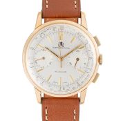 A GENTLEMAN'S SIZE GOLD PLATED OLLECH & WAJS CHRONOGRAPH WRIST WATCH CIRCA 1960s Movement: 17J,