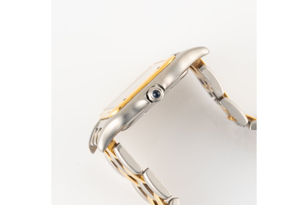 A GENTLEMAN'S SIZE STEEL & GOLD CARTIER PANTHERE TWO ROW BRACELET WATCH CIRCA 1980s, REF. 83949 - Image 6 of 8