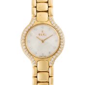 A LADY'S 18K SOLID GOLD & DIAMOND EBEL BELUGA BRACELET WATCH DATED 2008, REF. 8157418-10/8157411