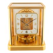 A GILT METAL CASED JAEGER LECOULTRE ATMOS DESK CLOCK CIRCA 1980s, RECENTLY SERVICED IN 2024 BY AN