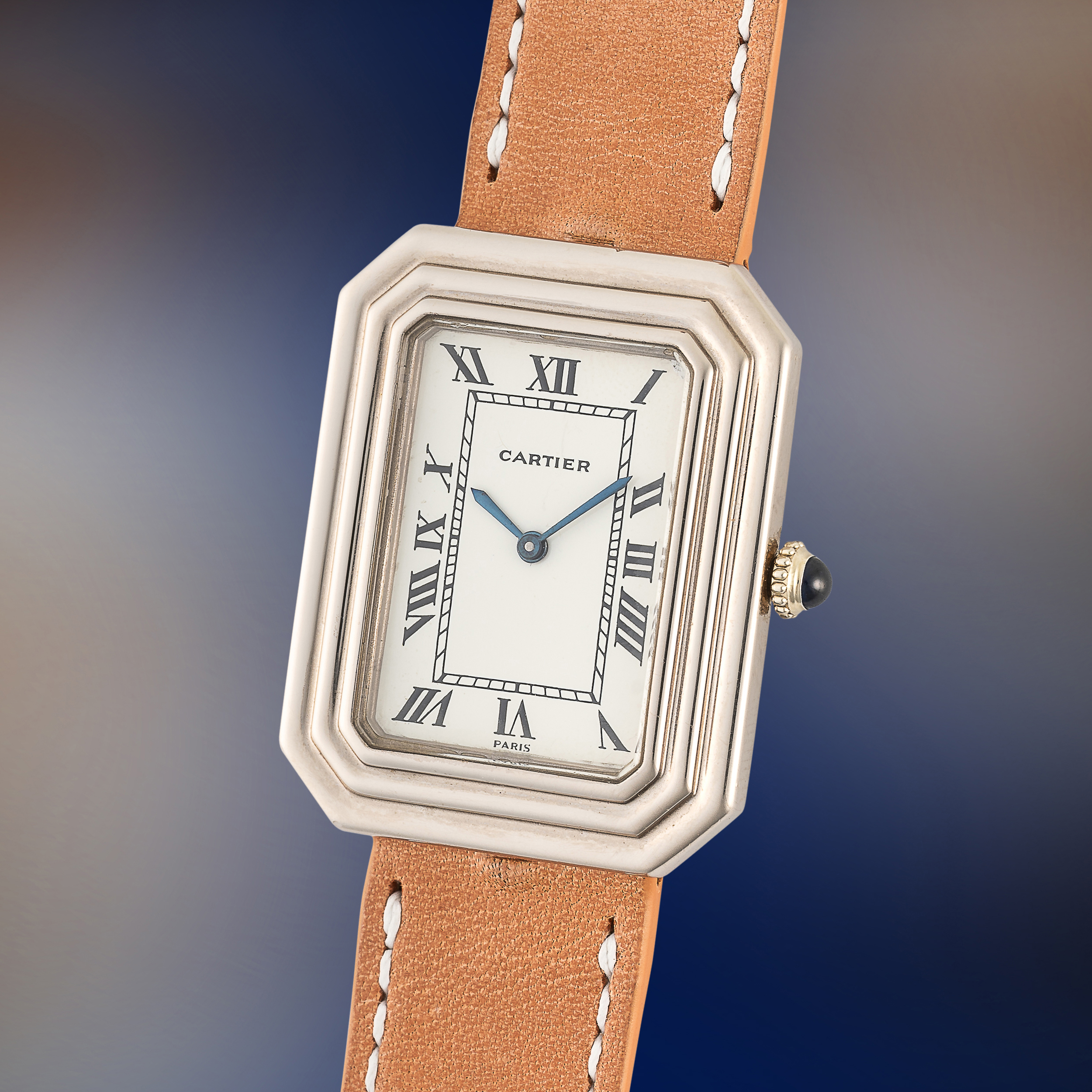 A VERY RARE GENTLEMAN'S SIZE 18K WHITE GOLD CARTIER PARIS CRISTALLOR WRIST WATCH CIRCA 1970s, REF.