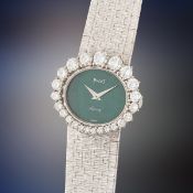 A LADY'S FINE & RARE 18K SOLID WHITE GOLD & DIAMOND PIAGET BRACELET WATCH CIRCA 1970s, REF. 92