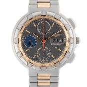 A GENTLEMAN'S SIZE TITANIUM & ROSE GOLD LONGINES CONQUEST TI AUTOMATIC MOONPHASE DAY DATE