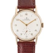 A GENTLEMAN'S SIZE 9CT SOLID GOLD ROLEX PRECISION WRIST WATCH CIRCA 1950s, WITH CLAW LUGS