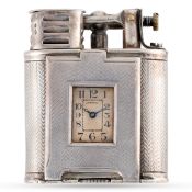 A RARE SOLID SILVER DUNHILL UNIQUE SPORTS POCKETWATCH CIRCA 1927 Movement: 15J, manual wind,