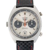 A GENTLEMAN'S SIZE STAINLESS STEEL HEUER CARRERA AUTOMATIC CHRONOGRAPH WRIST WATCH CIRCA 1970, REF.