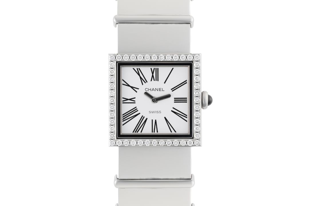 A LADY'S STAINLESS STEEL & DIAMOND CHANEL MATELASSE BRACELET WATCH CIRCA 2000s Movement: Quartz. - Image 1 of 8