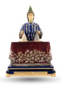 AN EXTREMELY FINE & RARE 18K SOLID GOLD, SOLID SILVER, LAPIS LAZULI, DIAMOND AND ENAMEL AUTOMATON 