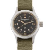 A GENTLEMAN'S STAINLESS STEEL BRITISH MILITARY IWC MARK 11 RAF PILOTS WRIST WATCH DATED 1950