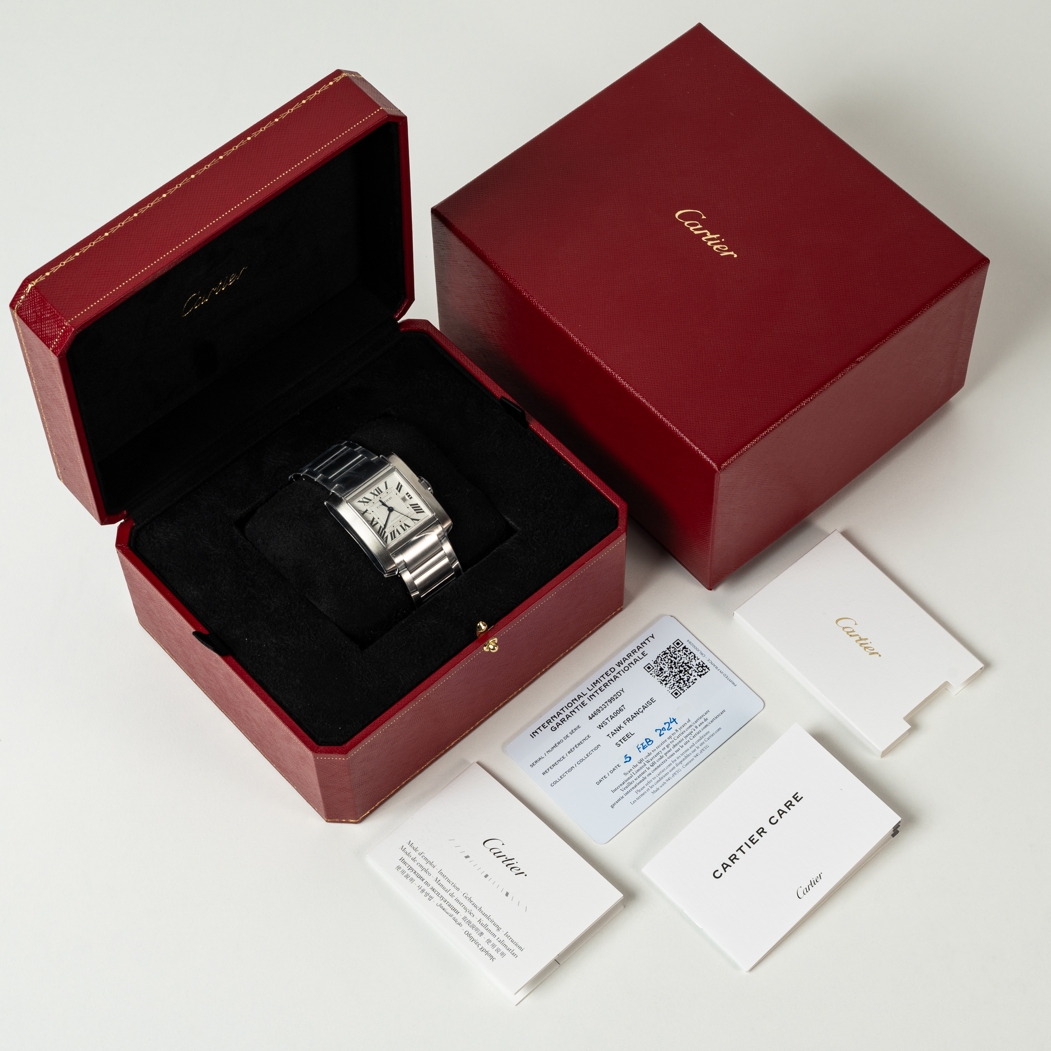 A GENTLEMAN'S SIZE STAINLESS STEEL CARTIER TANK FRANCAISE AUTOMATIC BRACELET WATCH DATED 2024, - Image 9 of 9